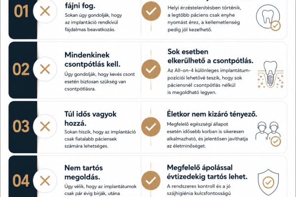 A leggyakoribb félreértések tisztázása segít magabiztosabb döntést hozni az all on 4 implantációval kapcsolatban. Ebben segít az óbudai Smile Day Clinic.